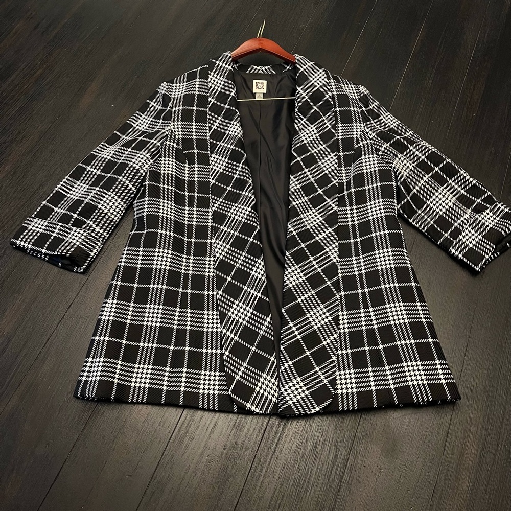 Plaid Black and White Women's Coat